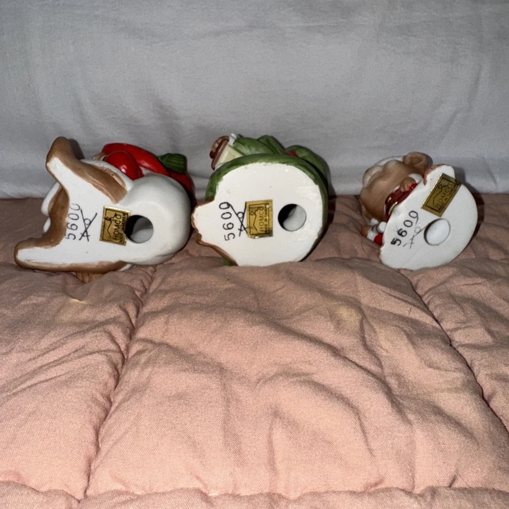 Vtg Homco Christmas Bear Family Figurines #5600 Vintage Set of 3